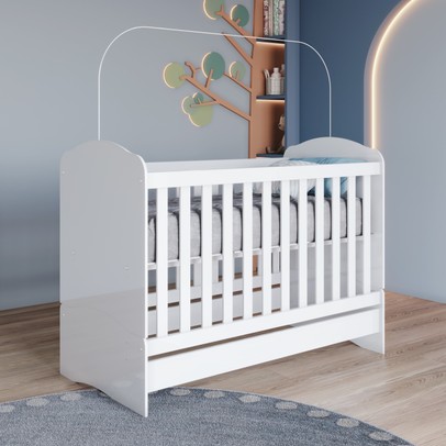 Berço Mini Cama Bala de Menta Branco - Henn