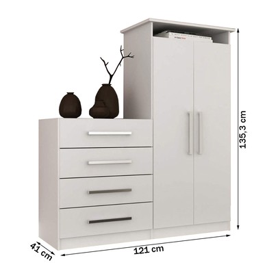 Cômoda 2 Portas 4 Gavetas 1d024 Branco - Rodial