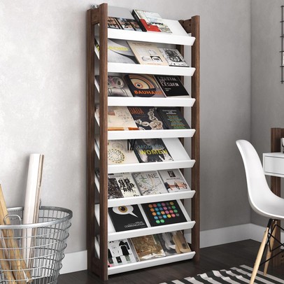 Sapateira 8 Prateleiras 69 Cm Az1006 Branco/Nogal - Tecno Mobili