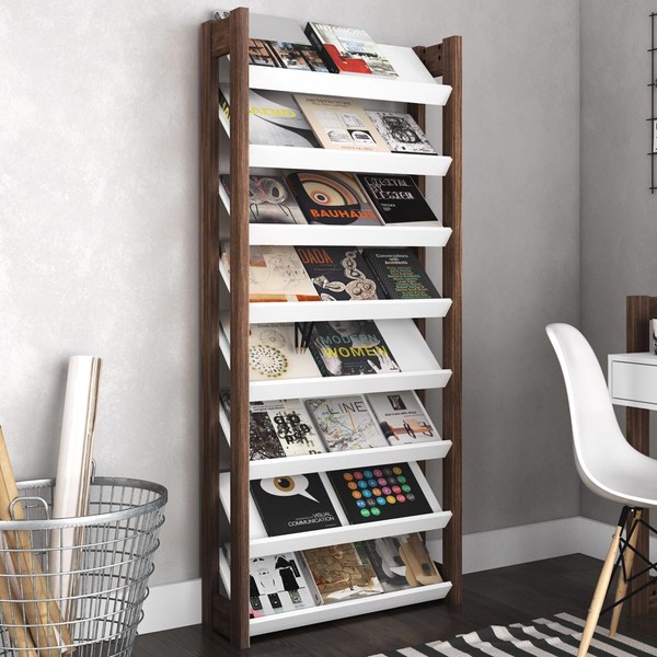 Sapateira 8 Prateleiras 69 Cm Az1006 Branco/Nogal - Tecno Mobili