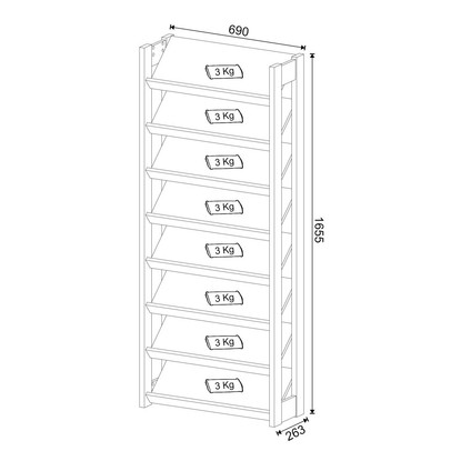 Sapateira 8 Prateleiras 69 Cm Az1006 Branco/Nogal - Tecno Mobili