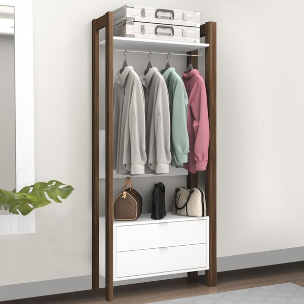 Closet 2 Gavetas 65 Cm Az1011 Branco/Nogal - Tecno Mobili