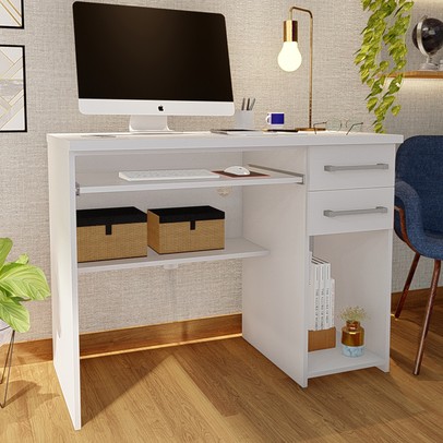 Mesa para Computador 2 Gavetas 100% Mdf 9665 Branco - Foscarini