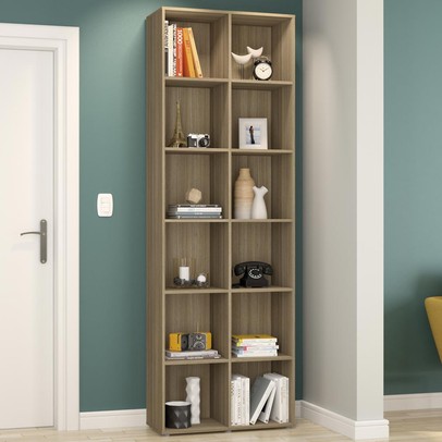 Estante para Livros Caracol 12 Nichos Castanho Ff - Politorno