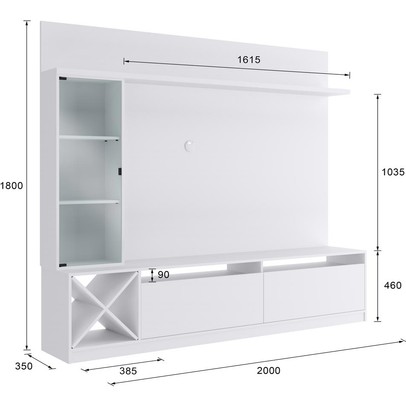 Rack com Painel para TV Até 60 Polegadas 3 Portas 2020 Bac Branco - Quiditá Móveis