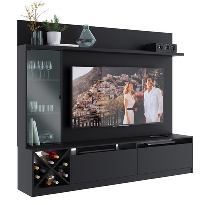 Rack com Painel para TV Até 60 Polegadas 3 Portas 2020 Ptx Preto - Quiditá Móveis