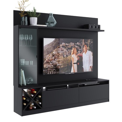 Rack com Painel para TV Até 50 Polegadas 3 Portas 2021 Ptx Preto - Quiditá Móveis