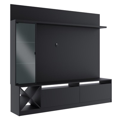 Rack com Painel para TV Até 50 Polegadas 3 Portas 2021 Ptx Preto - Quiditá Móveis