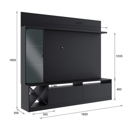 Rack com Painel para TV Até 50 Polegadas 3 Portas 2021 Ptx Preto - Quiditá Móveis