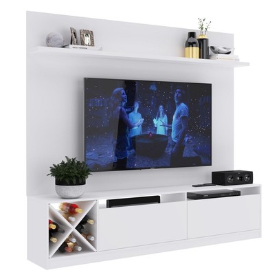 Rack com Painel para TV Até 60 Polegadas 2 Portas 2023 Bac Branco - Quiditá Móveis