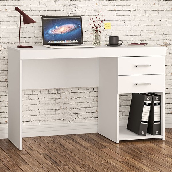 Mesa para Computador Malta 2 Gavetas Branco Bp - Politorno