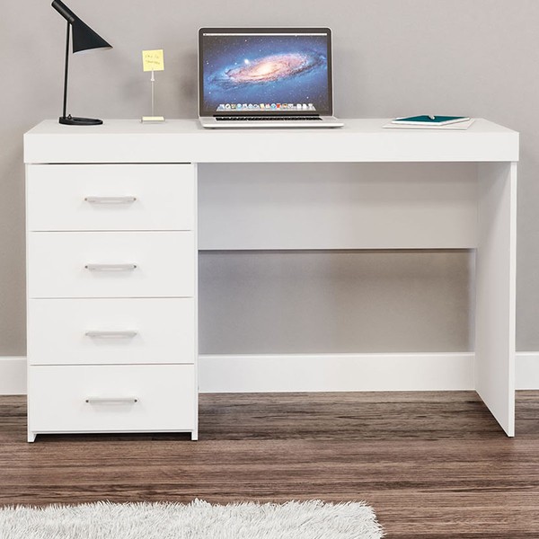 Mesa para Computador Malta 4 Gavetas Branco - Politorno
