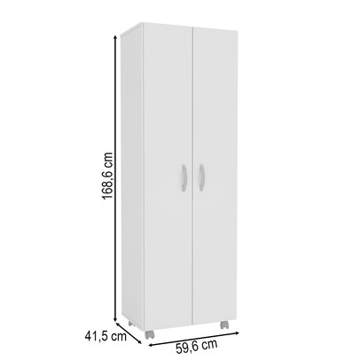 Armário Multiuso 2 Portas 8 Prateleiras Alto Limeira Branco Bp - Politorno