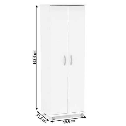 Armário Multiuso 2 Portas 8 Prateleiras Alto Limeira Branco Bp - Politorno