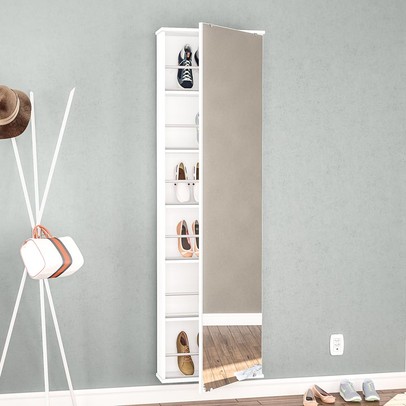 Sapateira Itabuna 1 Porta com Espelho Branco - Politorno