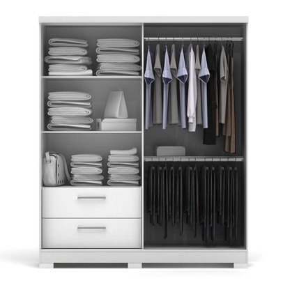 Guarda-Roupa Casal 3 Portas 2 Gavetas C533 Branco - Kappesberg