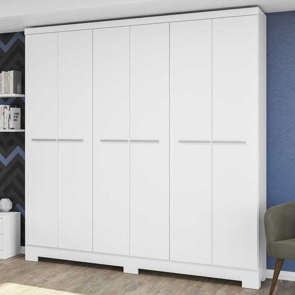 Guarda-Roupa Casal 6 Portas 2 Gavetas 5 Prateleiras E530 Branco - Kappesberg