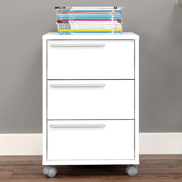 Gaveteiro com Rodízios Maia 3 Gavetas Branco - Politorno
