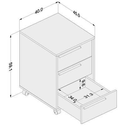 Gaveteiro com Rodízios Maia 3 Gavetas Branco - Politorno