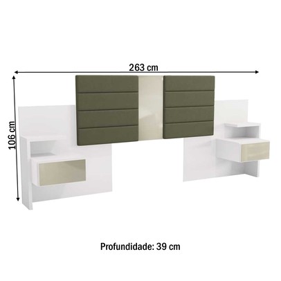 Cabeceira Casal Box com Mesa de Cabeceira G290 Branco - Kappesberg