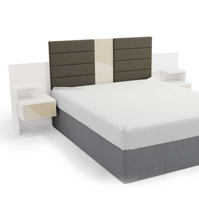 Cabeceira Casal Box com Mesa de Cabeceira G290 Branco - Kappesberg