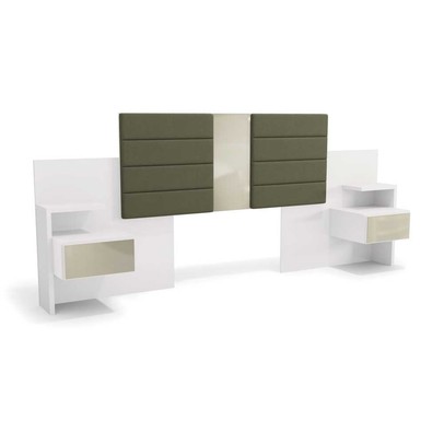 Cabeceira Casal Box com Mesa de Cabeceira G290 Branco - Kappesberg