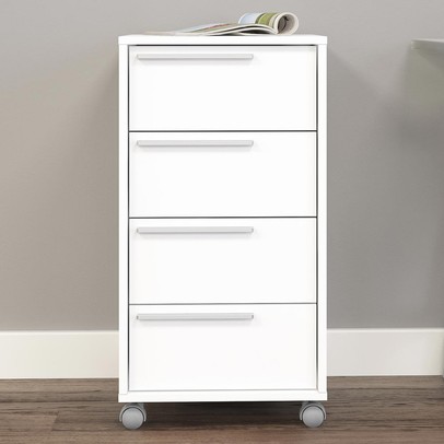 Gaveteiro com Rodízios 4 Gavetas Modelo Maia 2488 Branco Bp - Politorno