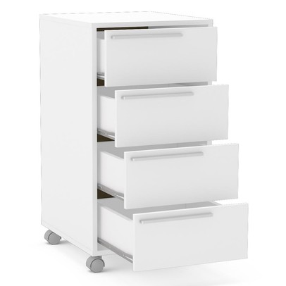 Gaveteiro com Rodízios 4 Gavetas Modelo Maia 2488 Branco Bp - Politorno