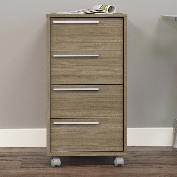 Gaveteiro com Rodízios Maia 4 Gavetas Castanho - Politorno