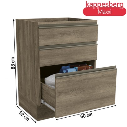 Armário de Cozinha 60 Cm Maxxi 3 Gavetas G743 Nogal - Kappesberg