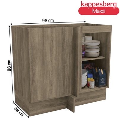 Armário de Cozinha para Canto 98 Cm Maxxi 1 Porta G748 Nogal - Kappesberg