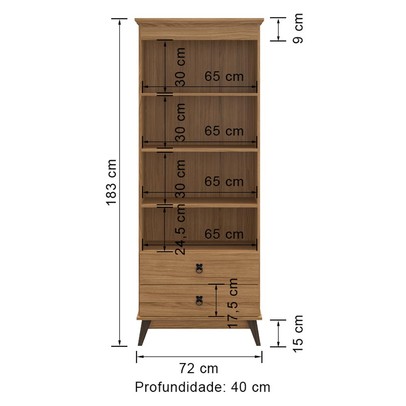 Cristaleira 2 Portas 2 Gavetas Cr322 Naturalle - Decibal Móveis