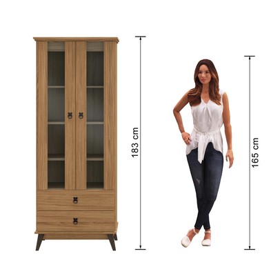 Cristaleira 2 Portas 2 Gavetas Cr322 Naturalle - Decibal Móveis