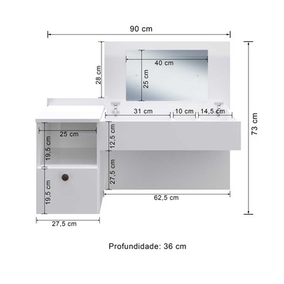 Penteadeira Suspensa com Nichos Mu111 Branco - Decibal Móveis