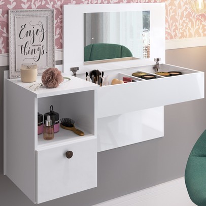 Penteadeira Suspensa com Nichos Mu111 Branco - Decibal Móveis