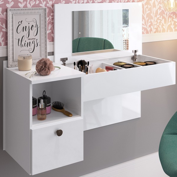 Penteadeira Suspensa com Nichos Mu111 Branco - Decibal Móveis