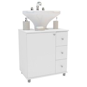 Armário de Banheiro 1 Porta 3 Gavetas 3386 Branco Bp - Politorno