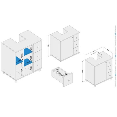 Armário de Banheiro 1 Porta 3 Gavetas 3386 Branco Bp - Politorno