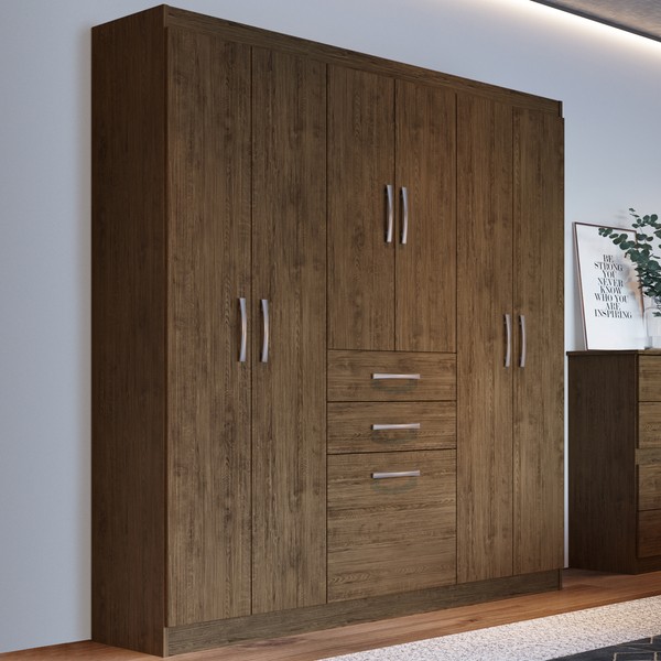 Guarda-Roupa Casal Cancun 7 Portas 2 Gavetas Amarula - Doripel