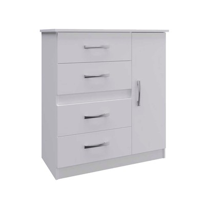 Cômoda Caribe 1 Porta 4 Gavetas 508 Branco - Doripel