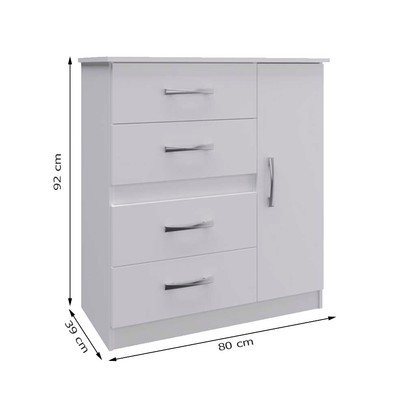Cômoda Caribe 1 Porta 4 Gavetas 508 Branco - Doripel