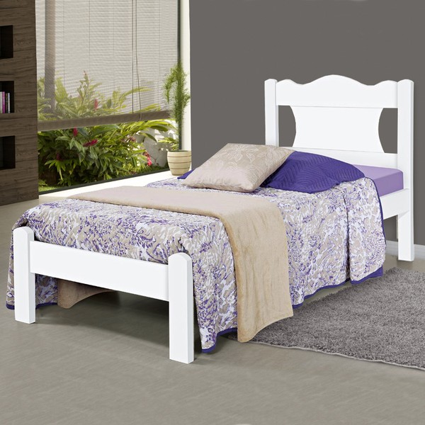 Cama de Solteiro Munique 100% Mdf 2102d1 Branco - Gabrielli Móveis