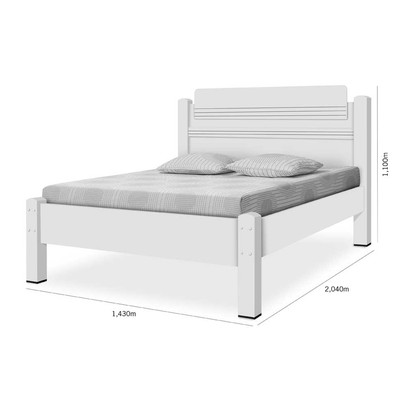 Cama de Casal Paris 100% Mdf 158201 Branco - Gabrielli Móveis
