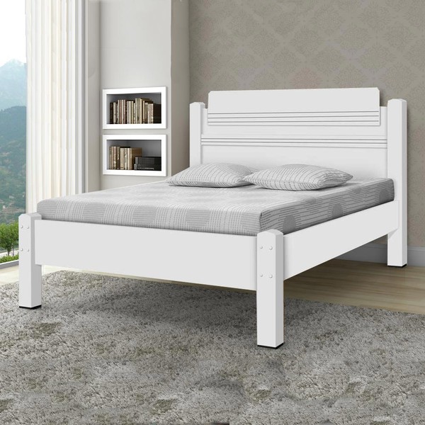 Cama de Casal Paris 100% Mdf 158201 Branco - Gabrielli Móveis