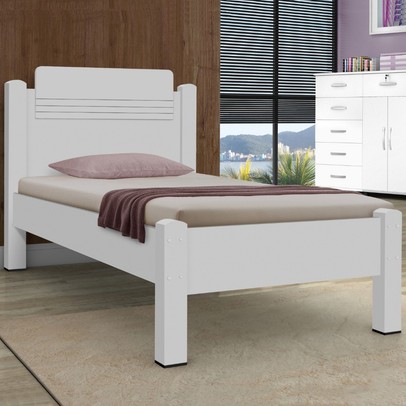 Cama de Solteiro Paris 100% Mdf 258201 Branco - Gabrielli Móveis