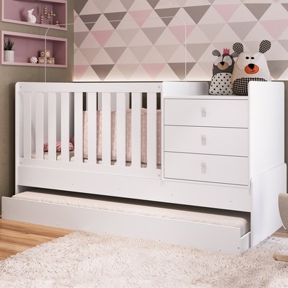 Berço Cama com Auxiliar Bb690 Branco - Completa Móveis