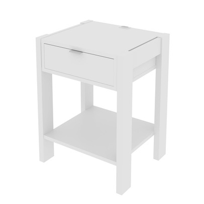 Mesa de Cabeceira 1 Gaveta com Tomada Az1016 Branco - Tecno Mobili