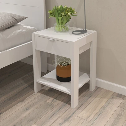 Mesa de Cabeceira 1 Gaveta com Tomada Az1016 Branco - Tecno Mobili