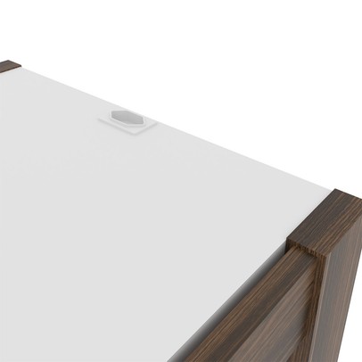 Mesa de Cabeceira 1 Gaveta com Tomada Az1016 Branco/Nogal. - Tecno Mobili