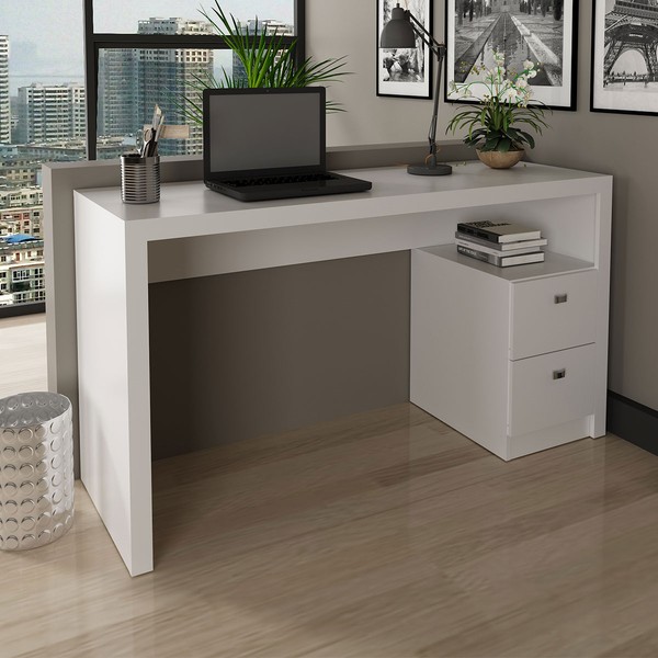 Mesa para Escritório 2 Gavetas Branco Me4130 - Tecno Mobili